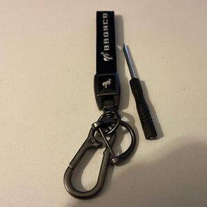 Bronco Key Fob Keychain in Black Leather NWT